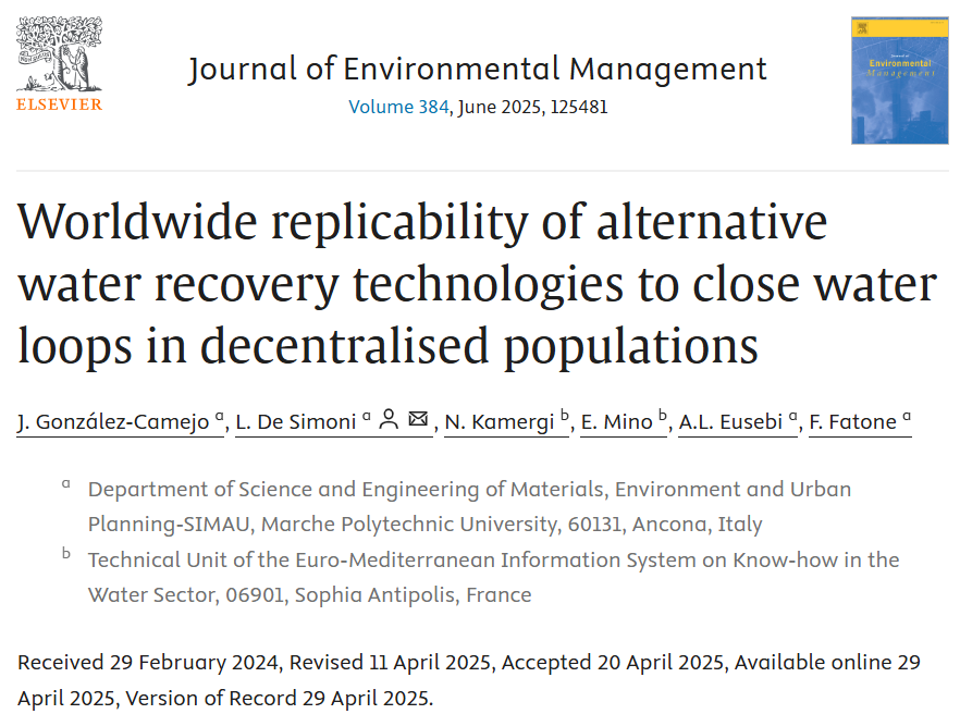 New scientific publication highlights the feasibility of water recovery technologies in decentralised contexts