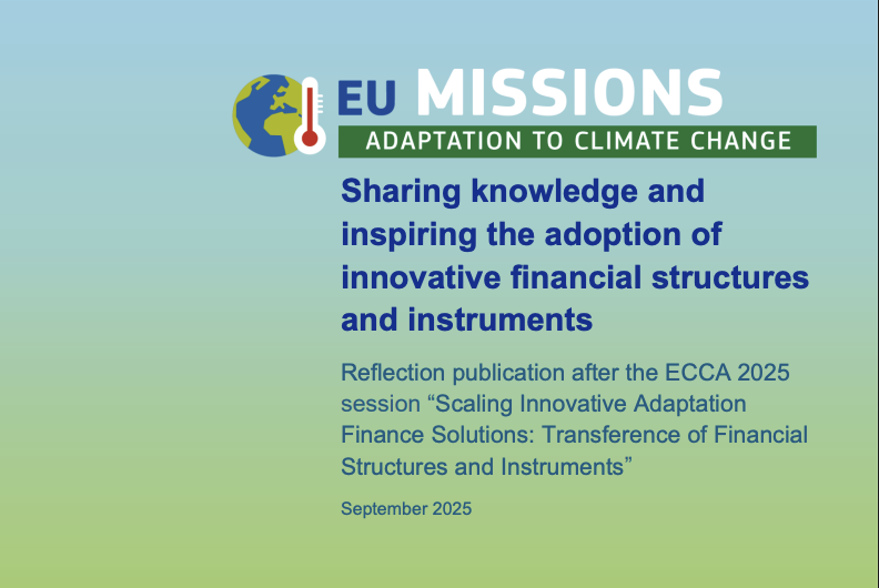 New publication: Sharing knowledge and inspiring the adoption of innovative financial solutions for climate adaptation